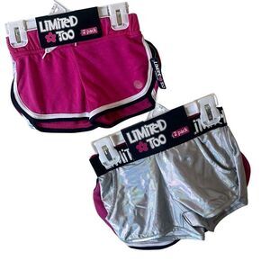 Limited Too Girls Two Pack Shorts Pink & Holographic Silver Sz 4T NWT